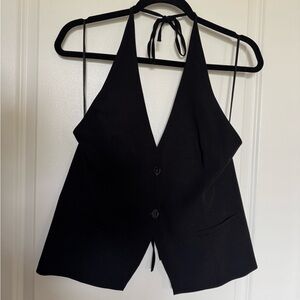 Zara Open Back Vest Black Top
